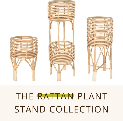 Miniatura 7 de KOUBOO Soporte para plantas de interior de ratán, pequeño, maceta natural marrón