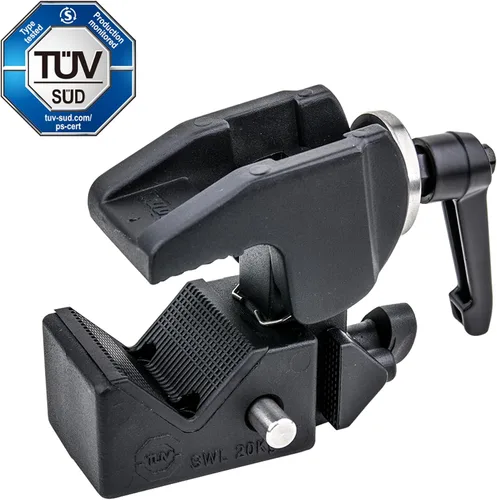 Miniatura 2 de Kupo Abrazadera Convi con mango ajustable, negro, receptor hexagonal y bloqueo de resorte de seguridad para accesorios de agarre (KG701511)