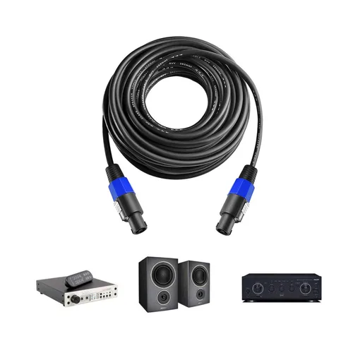 Miniatura 7 de 2 Unids 50 pies Speakon profesional a Speakon Cables Cable Altavoz Amplificador de Audio Cable 0.276 in con bloqueo giratorio