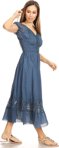 Miniatura 3 de Anna-Kaci Renaissance Campesant Maiden Boho Inspirado en Manga Casquillo Vestido de Encaje