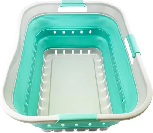 SAMMART Cesta plegable de plástico para la ropa sucia de 42 litros (11 galones) - Contenedor/organizador plegable - Tina de lavado portátil - Cesta