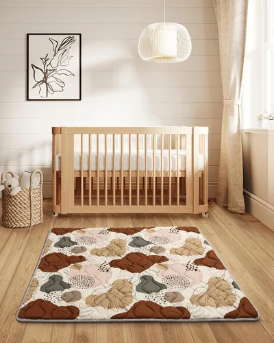 Miniatura 7 de Blissful Diary Alfombras de Juego para Bebés para el Piso, Alfombra de Pañal de 47x47, Almohadilla de Espuma de Acolchado Más Gruesa para Bebés
