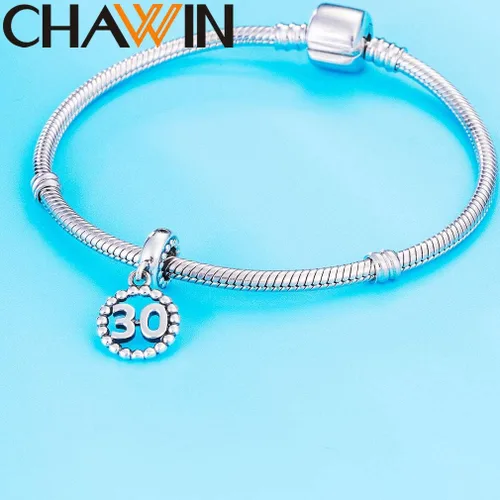 Miniatura 3 de 16 17 18 19 20 21 22 24 25 26 30 32 33 35 37 40 49 50 60 69 77 80 88 99 dijes de plata de ley 925 que se ajustan a pulserascollar Pandora colgantes