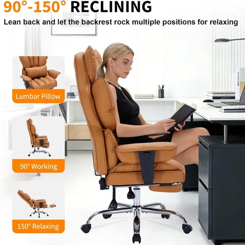 Miniatura 6 de GarveeHome SP-VC-Silla de oficina grande y alta, color marrón