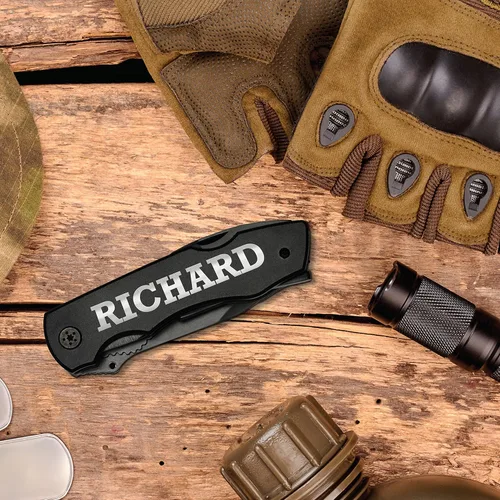 Miniatura 7 de Cuchillo multiherramienta personalizado con nombre grabado en 20 fuentes, cuchillo de alicates multiherramienta 9 en 1 con alicates, juego