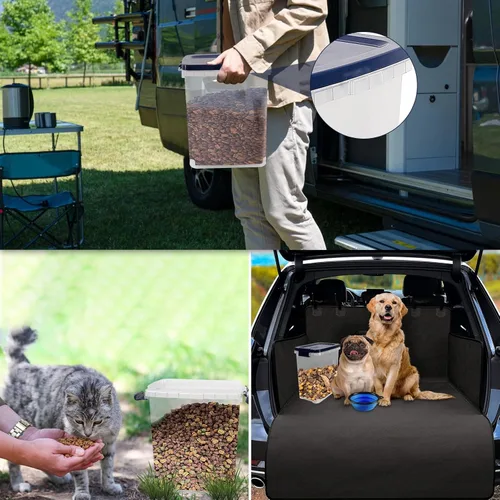 Miniatura 7 de Contenedor de almacenamiento de comida para gatos de 5 a 10 libras con cuchara, recipiente hermético para alimentos para perros, gatos, semillas