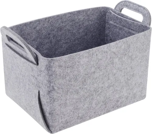 Miniatura 11 de Minoisome - Canasta organizadora de fieltro plegable y práctica con asas, para oficina, dormitorio, armario, habitación de bebé, juguetes, DVD