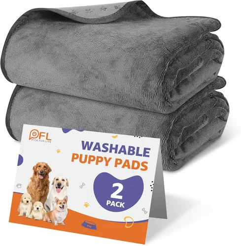 Miniatura 9 de Almohadillas lavables para orina de perro 24x36 pulgadas paquete de 2 reutilizables, alfombrillas absorbentes antideslizantes para perros