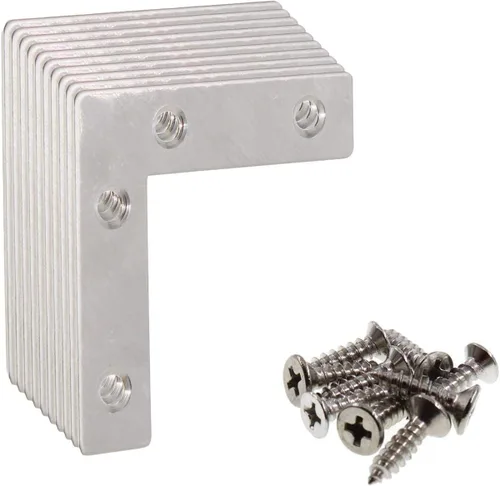 Soporte de Esquina en Forma de L de Acero Inoxidable para Madera, Soporte de Unión y Fijación para Estantes, Muebles y Gabinetes, Juego de 10