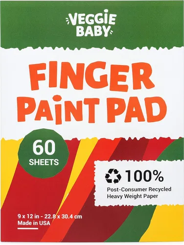 Veggie Baby Bloc de papel artístico para pintar con dedos, dibujo y colorear, 60 hojas, uso de pintura multimedia para niños y niños, material