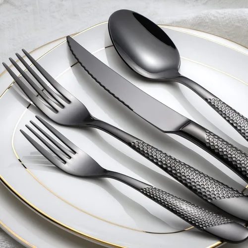 Miniatura 4 de Juego de cubiertos de acero inoxidable de 45 piezas para 8 personas con utensilios para servir, incluye tenedor, cuchillo, cuchara, cubiertos