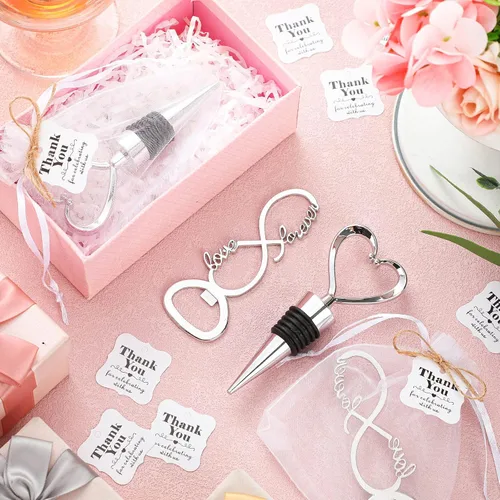 Miniatura 3 de Tanlade Juego de 60 piezas de recuerdos de fiesta de boda para invitados, tapón de vino y abridor de amor, regalos de despedida de soltera con 100