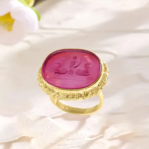 Miniatura 5 de Ross-Simons Anillo de cristal veneciano rosa italiano estilo cameo en oro de 18 quilates sobre ley, Plata de ley, no conocido