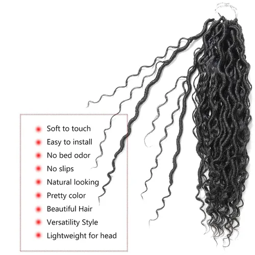 Miniatura 8 de Pelo corto bohemio de ganchillo Goddess Locs de 14 pulgadas, 5 paquetes de rastas de pelo sintético rizado para mujeres negras, suave