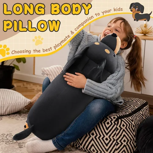 Miniatura 7 de Peluche de Perro Salchicha Negro Gigante de 30'' - Animal de Peluche de Perro Weiner Grande, Almohada de Peluche, Peluches, Juguete de Peluche