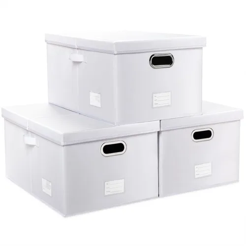 Miniatura 18 de PRANDOM - Cajas de almacenamiento grandes apilables con tapas (paquete de 5 unidades), contenedores organizadores de almacenamiento plegables