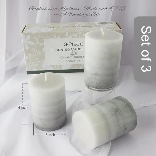 Miniatura 7 de CRYSTAL CLUB Velas perfumadas de pilar, velas aromáticas de coco cremoso de aromaterapia, velas aromáticas hereditarias de combustión limpia y sin
