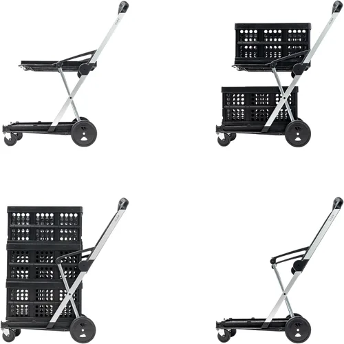 Miniatura 3 de CLAX, Carros plegables funcionales multifuncionales, carrito plegable móvil, carrito de compras con caja de almacenamiento (negro)