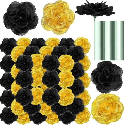Miniatura 17 de Yunlly 100 piezas de flores artificiales de seda falsa con tallo largo en ramo de rosas para boda, fiesta, decoración del hogar para bricolaje, baby