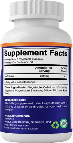 Miniatura 8 de Vitamatic Lactoferrina 250mg - 60 cápsulas vegetales promueve una función inmune saludable*
