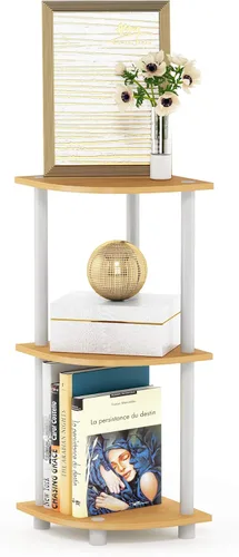 Miniatura 13 de Furinno TURN-N-TUBE - Estantería esquinera de 4 niveles, estantería de esquina para libros, estanterías de exhibición y almacenamiento con estantes