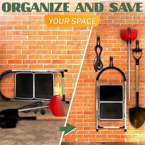 Miniatura 9 de Soporte de pared con gancho para manguera con construcción de acero resistente, revestimiento antideslizante, soporta hasta 66 libras de mangueras