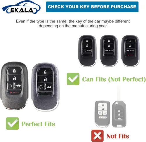 Miniatura 2 de Ekala para Honda Funda para Llavero con Llavero de Cuero, 5 Botones Carcasas de Teclas de TPU Suave Compatibles con Honda Civic Accord Pilot CR-V