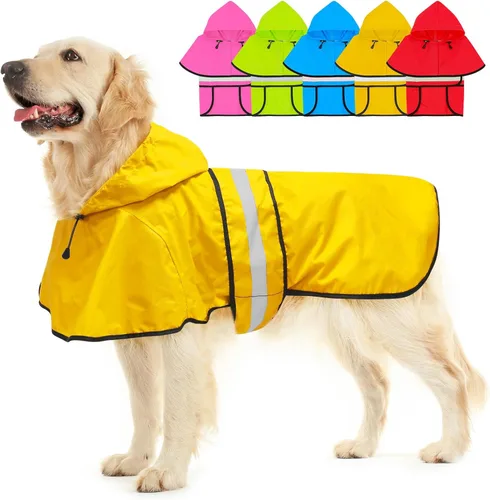 Miniatura 6 de Impermeable con Capucha para Perro de Moda con Agujero para Correa - Chaqueta Impermeable Reflectante para Perro Impermeables Ajustables para Perros