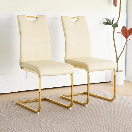 Miniatura 24 de Juego de 2 sillas de comedor, modernas sillas de cocina con respaldo alto con patas de metal y asiento acolchado de piel sintética, sillas de Negro