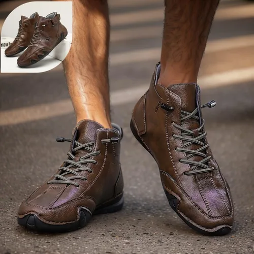 Miniatura 31 de JishinGal Botas Chukka de ante para hombre, ligeras, descalzas, para caminar, al aire libre, informales, italianas, hechas a mano, de caña alta, sin