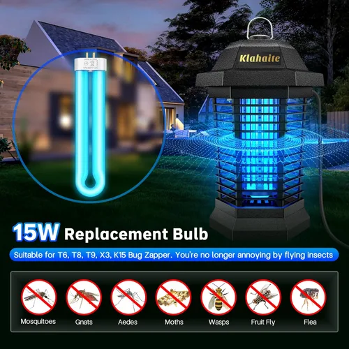 Miniatura 2 de Klahaite Bombilla de repuesto para lámpara de 15 W para matadores de insectos, bombillas de luz para insectos para K15, X3, T6, T8, T9, matador