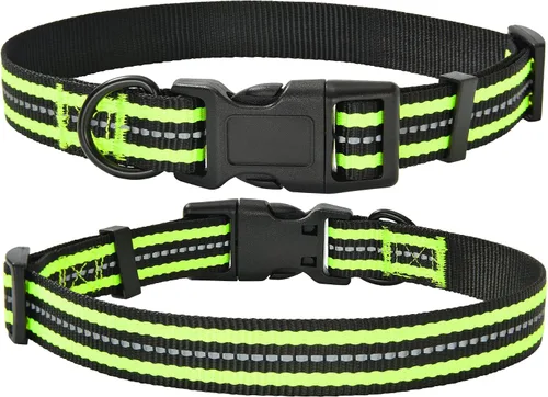 Miniatura 10 de Mile High Life Collar para perro Collares reflectantes de nailon para perros Collares ligeros para cachorros Collares rosados para perros 3