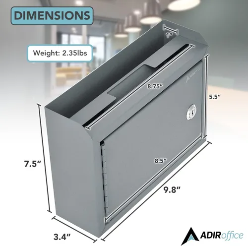 Miniatura 5 de Buzón de sugerencias de Adir Corp., multiusos, tamaño mediano, gris
