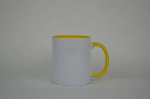 Miniatura 12 de Taza de café de sublimación de cerámica blanca de 11 onzas con colores sólidos en el interior y mango negro, rojo, rosa, azul, verde y amarillo, 6