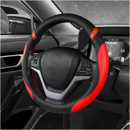 Miniatura 7 de Funda para volante de automóvil, 15 pulgadas, de cuero de alta calidad, transpirable, antideslizante, protector universal para volante cómodo
