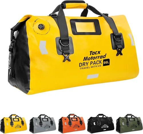 Miniatura 14 de Bolsa de lona impermeable para hombres y mujeres, mochila seca enrollable con correas de fijación rápida, bolsa de sillín de motocicleta para Gris