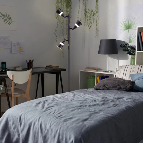 Miniatura 7 de O'Bright Ash - Lámpara de pie LED de árbol de 3 luces, LED regulable de 3 cabezales, lámpara de pie multidireccional, pantalla múltiple ajustable
