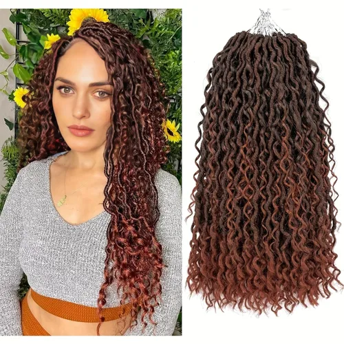 Miniatura 48 de Aipin Goddess Cabello de Ganchillo de 18 Pulgadas Boho River Locs Hippie Locs Ondulado de Ganchillo Con Cabello Rizado en el Medio y Extremos 613