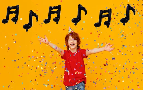 Miniatura 5 de 10 piezas de globos de nota musical negros de Mylar de 17 pulgadas, globos de feliz cumpleaños, globos de música para usar en cumpleaños, fiesta