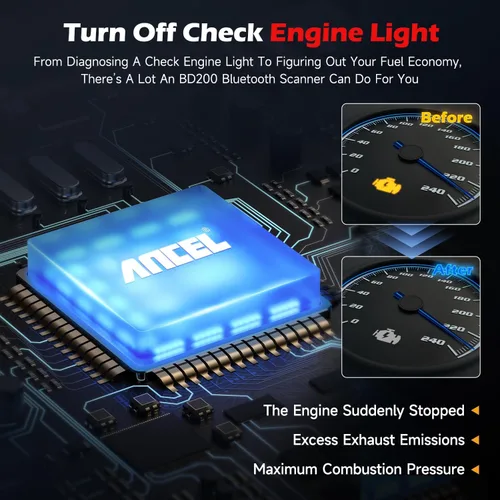 Miniatura 8 de ANCEL Escáner BD200 OBD2 Bluetooth - Lector de código y herramientas de escaneo de diagnóstico del motor con prueba de batería de automóvil