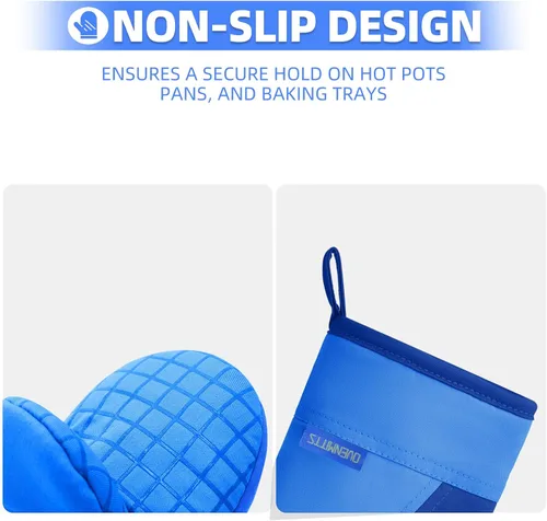 Miniatura 3 de Mini guantes para horno, guantes para horno de cocina, guantes de cocina de 500 grados resistentes al calor, superficie de silicona antideslizante