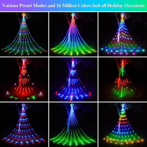 Miniatura 2 de FANCILLUMA Luces de Cadena de Estrella para Decoraciones de Navidad de Exterior de 11.8 pies, Control Remoto de Aplicación Inteligente RGB que