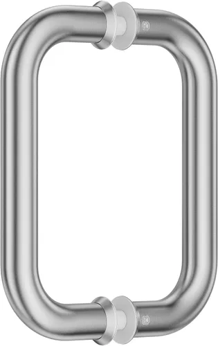 Miniatura 9 de Ranbo Manija tubular de puerta de ducha de 8 pulgadas (CTC) de oro pulido, acero inoxidable 304 de 1/4 a 1/2 pulgadas de grosor y puertas de madera