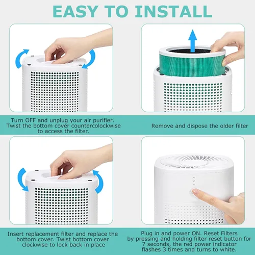 Miniatura 6 de HY1800 H13 - Filtro de repuesto HEPA verdadero compatible con purificador de aire Honeyuan/MORENTO/CHIVALZ/Loytio/AYAFATO/IOIOW HY1800, sistema