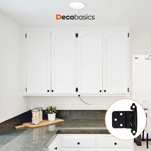 Miniatura 7 de DecoBasics Bisagras de gabinete de 3/8 pulgadas color negro (1 par -2 piezas) bisagras de gabinete de cierre automático negro mate para gabinetes