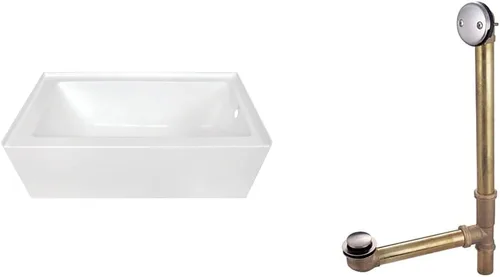 KINGSTON BRASS VTDE603122R - Bañera acrílica contemporánea de 60 pulgadas con drenaje a la derecha y orificios de desbordamiento, color blanco y