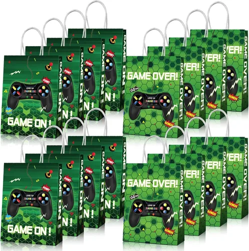 Miniatura 8 de Clabby 16 bolsas para jugadores, recuerdos de fiesta de videojuegos, bolsas de regalo con asa para niños, decoración de fiesta de cumpleaños