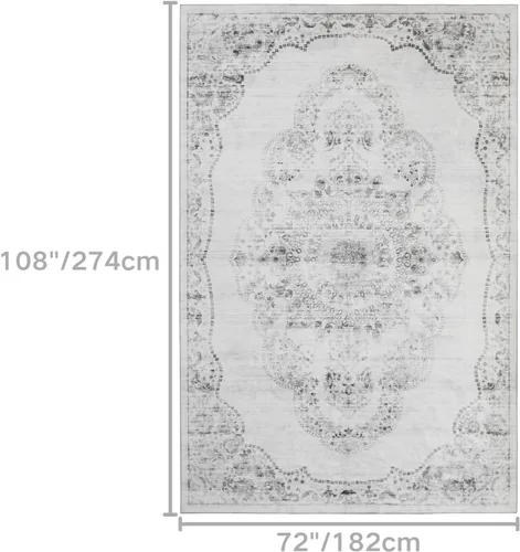 Miniatura 191 de Syalife 4x6 Alfombra Lavable para Área, Ultra Suave Antideslizante, Pila Baja, Alfombra Vintage Resistente a Manchas para Sala de Estar, Alfombra