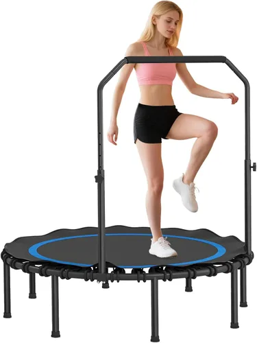 Trampolín de fitness plegable de 40/48 pulgadas, mango de espuma ajustable, rebote silencioso y estable para gimnasio en casa, niños y adultos,