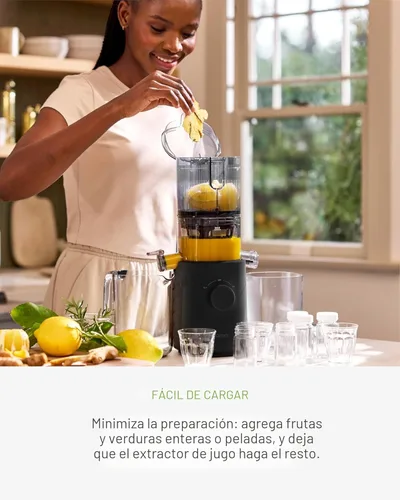 Miniatura 5 de Nama J3 - Exprimidor Compacto de prensa en frío, ahorro de espacio y autoalimentación para funcionamiento manos libres, ligero, portátil, exprimidor